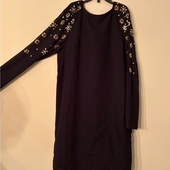 H&M Elegant Black Shift Dress with Gold and White Floral Accents— EUC!! - Picture 2 of 6